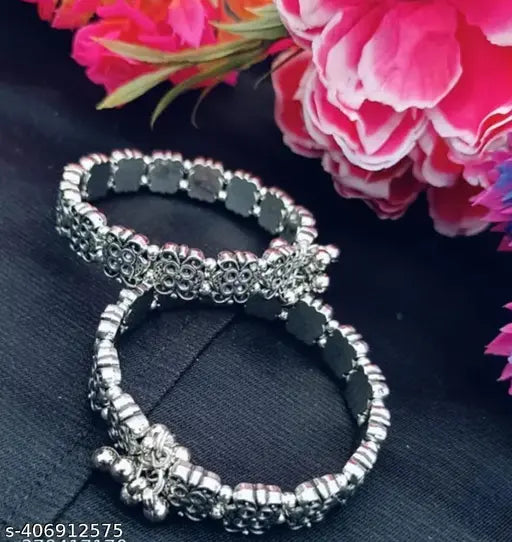 Silver Sterling Silver Kada (Pack of 2)