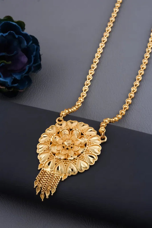 Traditional Gold plated Ki Mala Design With Moti Chen Ladi Long Mangalsutra